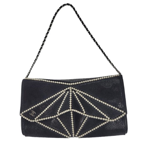 RARE! NEW Chanel Midnight Swim Pearl Origami Clutch - Picture 4 of 12